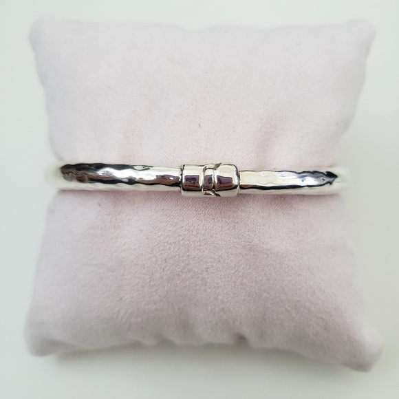 925 Sterling Silver Hammered Bypass Cuff Bracelet - Picture 4 of 10